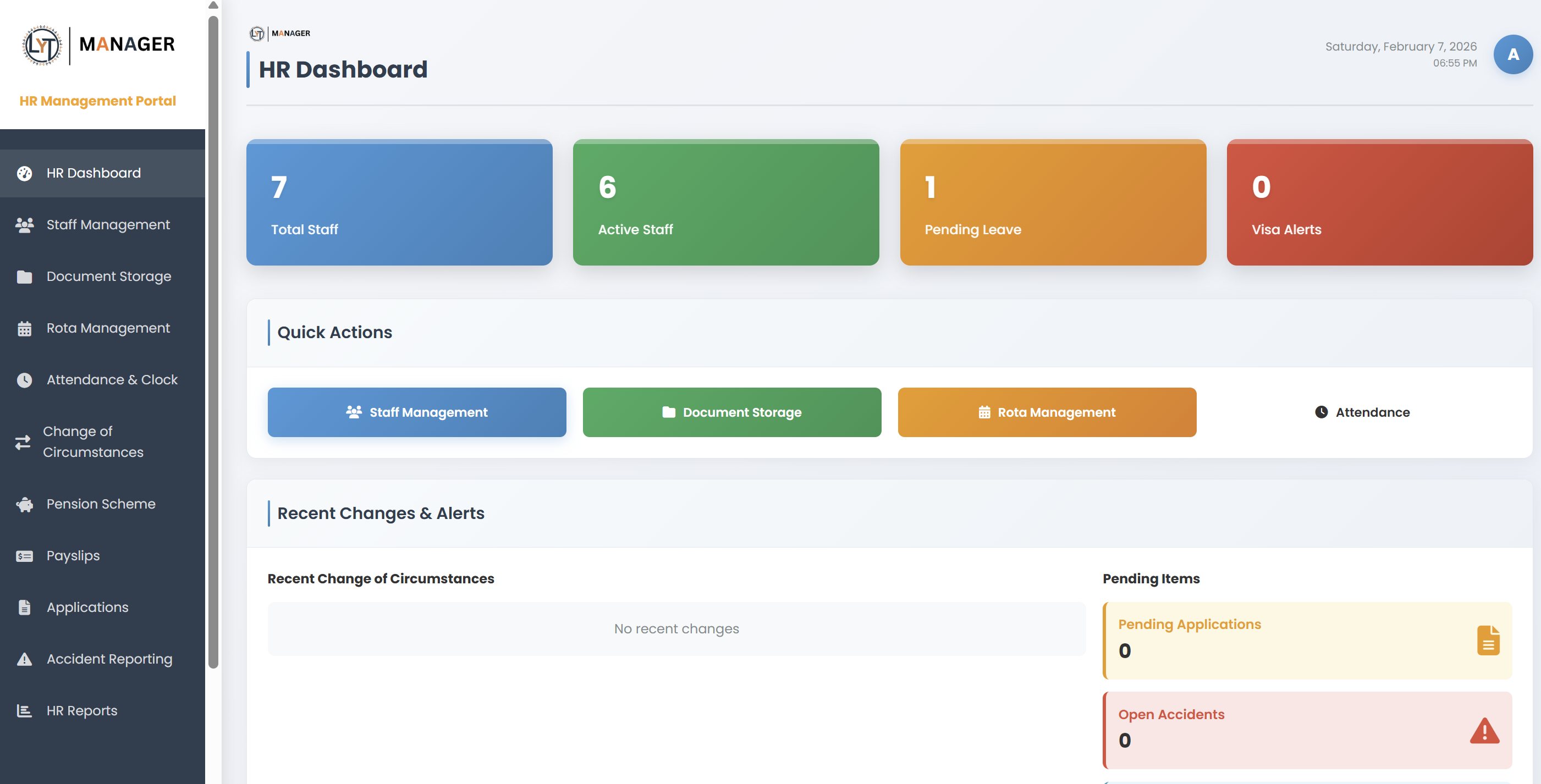 LYT Manager HR dashboard